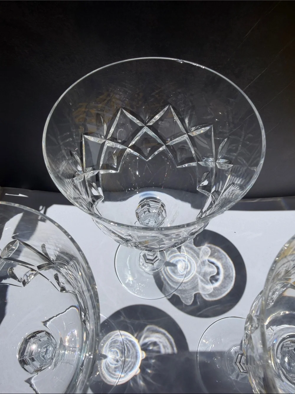 Crystal Cut Wine Glasses - Clear Stemware Set